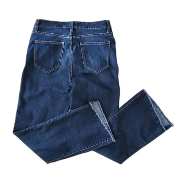 Nine West Jeans Women Size 6 Blue Dark Wash Raw Hem Stretch Denim High Rise - Picture 2 of 7